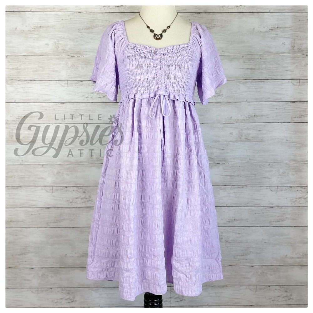 Lilac Mist Ruched Babydoll Dress - Picture 3 of 16